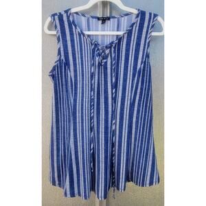 Sami & Jo Sleeveless Blue & White Striped Tunic Style Tank Top Size M